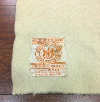 Vintage Hudson ' s Bay Company Striped 4 Point Wool Blanket 90 