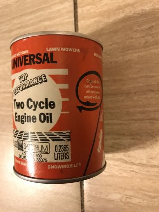 VINTAGE 2 CYCLE MOTOR OIL CAN UNIVERSAL TOP PERFORMANCE 2