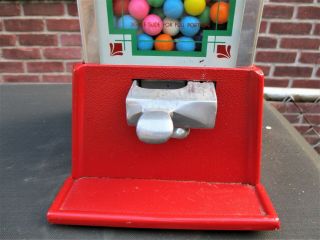 DEAN Vtg Antique 1 Cent/Penny Candy Peanut Gumball Gum Ball Machine RED 2