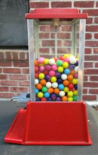 DEAN Vtg Antique 1 Cent/Penny Candy Peanut Gumball Gum Ball Machine RED 3