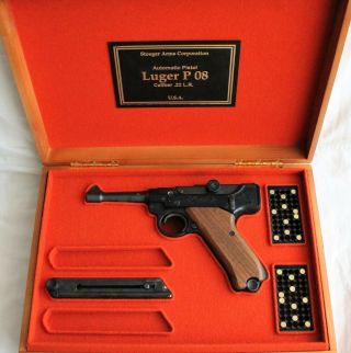Pistol Gun Presentation Case Box For Luger P08 Stoeger.  22lr 4 Inch Parabellum