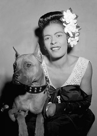 Vintage Photo.  Jazz Singer Billie Holiday W/ Her Dog Misty.  Photo Print 5x7