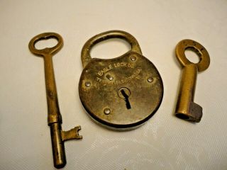 Antique Eagle Lock Co.  Padlock,  Usa And A & V Co Chicago Brass Skeleton Key 1715