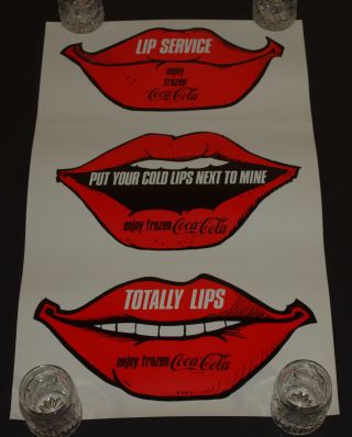 Vintage Frozen Coca Cola Poster Lip Service Advertising