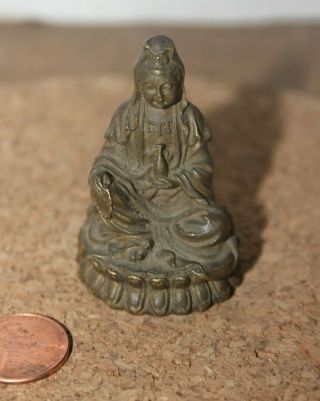 Vtg Miniature Solid Bronze Old Thai " Meditation " Seated Buddha Sculpture