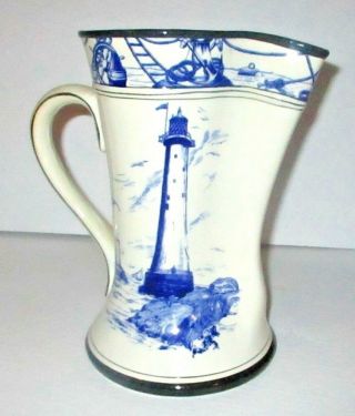 Antique 1907 Buffalo Pottery Marine Jug Lighthouse Ships Pitcher Ewer Mariners