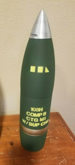 3d Printed 105mm M1 Canadian 2 1/2 Square Artillery Shell - Whiskey Stash