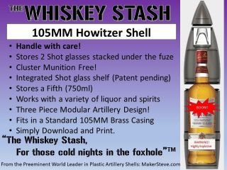 3D Printed 105MM M1 Canadian 2 1/2 Square Artillery Shell - Whiskey Stash 2