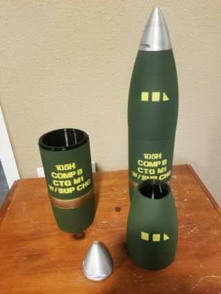 3D Printed 105MM M1 Canadian 2 1/2 Square Artillery Shell - Whiskey Stash 3