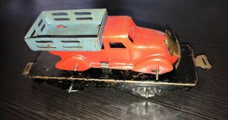 Vintage Marx Flat Car With Stake Truck All / Correct Colors.  Circa 1938