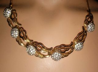 Vintage Pennino Goldtone Clear Rhinestone Necklace