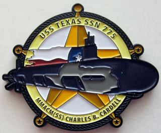 Uss Texas Ssn - 775 Us Navy Submarine Cpo Chief Of The Boat Challenge Coin Alamo