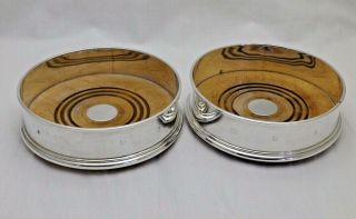 Pair Large Vintage Solid Sterling Silver Champagne Or Wine Coasters