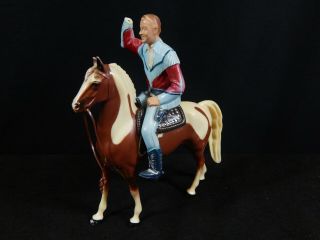 Vintage 1953 Roy Rogers Hartland Plastics Toy Figure With Horse - Saddle
