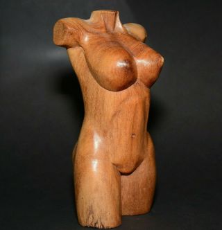 Female Torso Bust Nude Woman Hand - Carved Oak Wood Carving Sculpture