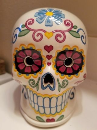 Day Of The Dead Full Size Ceramic Sugar Skull Wax Warmer Dia De Los Muertos