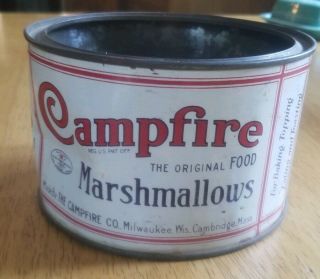 Vintage Campfire Marshmallow Tin 5 1/2 " Diam.
