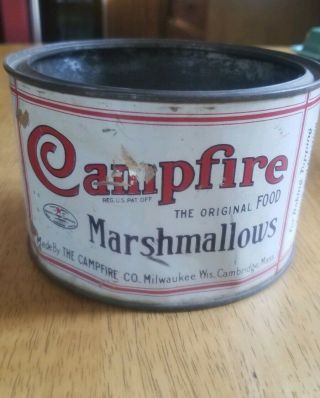 Vintage campfire marshmallow tin 5 1/2 