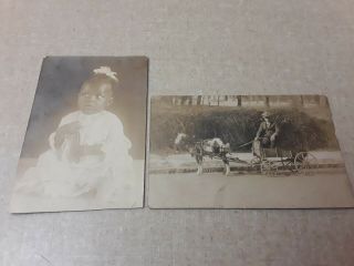 2 Vintage African American Children Photo Postcards