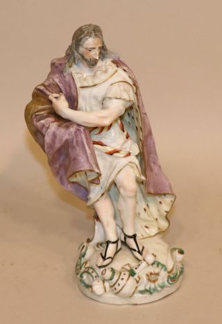 18th Century Chelsea Derby Bow England Figurine Man With Purple Cloak