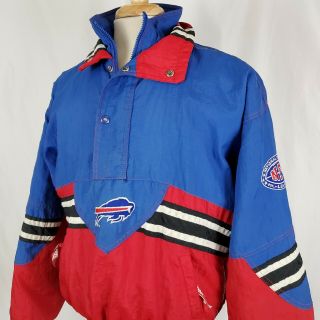 Vintage Buffalo Bills Starter Jacket Coat Adult Small Pullover 1/4 Zip Snap 90 