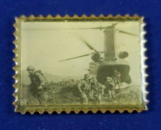 1 1/2 " Black And White Vietnam War Era Ch - 47 Chinook Photo On Gold - Toned Mount