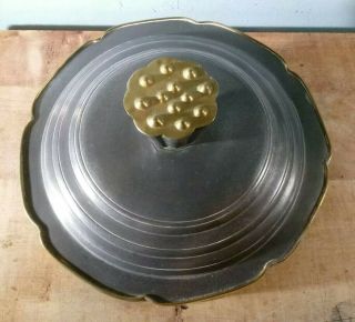 Rare Vintage Art/Crafts Solid Heavy Pewter Cookie Tin Copper Accented Hong Kong 3