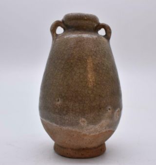 Thai Antique 14th Century Green Glazed Sukhothai Sawankhalok Bottle Vase