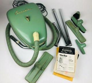 Vintage Eureka Model 1010b Vibra - Beat Canister Vacuum Cleaner 1950s Accessories