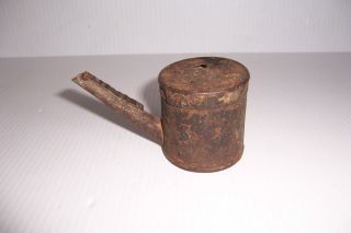 Antique Civil War Era Small Metal Tin Oil Lamp Lantern
