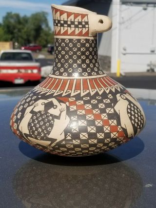 Armando Rodriguez Signed Mata Ortiz Mexican Pottery Geometric Olla Pitcher Vase