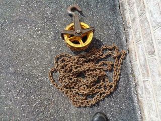Vtg American Chain & Cable York Pa Usa Differential 1 Ton Block Hoist W/ Chain