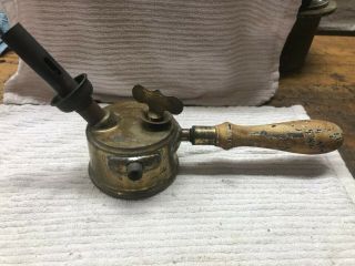 Vintage Antique Bernz Vulcan Blowtorch Brass With Wood Handle Very Rare