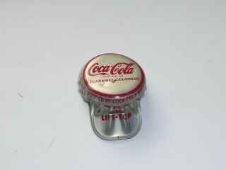 Vintage Coca Cola Script Baseball Bottle Lift Flip Top Cap Crown Tappi Rare V1