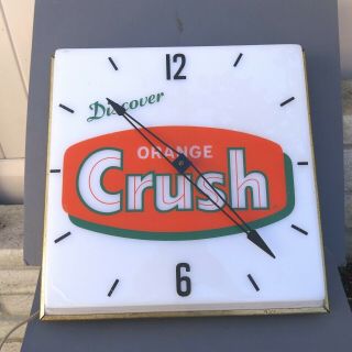 Vintage Orange Crush Clock By Pam - Plastic Face