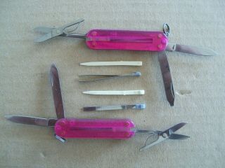 2x - Victorinox Swiss Army Knife Classic SD Translucent Pink Very Good/Excellent 2