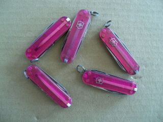 2x - Victorinox Swiss Army Knife Classic SD Translucent Pink Very Good/Excellent 3