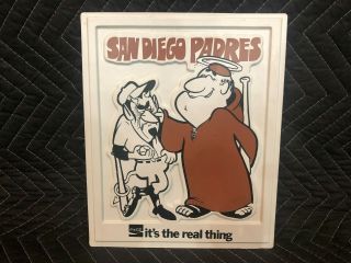 1970s Vintage Coca Cola Vac - U - Form San Diego Padres Baseball Coke Sign