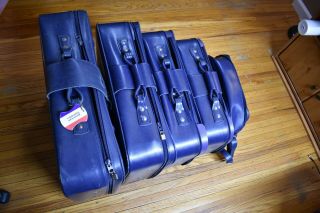 Vintage American Tourister 5 Piece Luggage Set BLUE Soft Side Suitcase Tote Bag 2