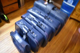 Vintage American Tourister 5 Piece Luggage Set BLUE Soft Side Suitcase Tote Bag 3