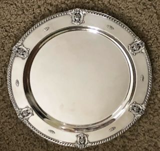 Vintage Wallace Rose Point Silverplate 6702 Large Round Serving Tray Rare