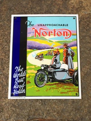 Norton Motorcycle Porcelain Sign - Vintage Collectible - Racing,  Sidecar