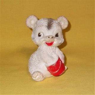 Vintage Edward Mobley Rubber Squeaky Bear With Honey Toy