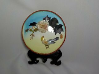 VINTAGE Chinese Mother Of Pearl BIRD FLOWER 3d Wall Art Picture PLAQUE 3