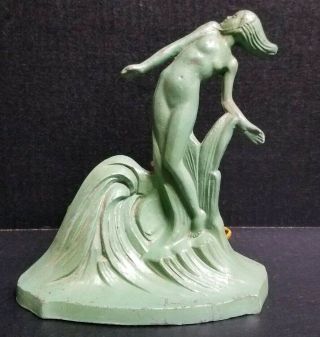 Antique Art Nouveau Spelter Figural Nude Lamp Art Deco
