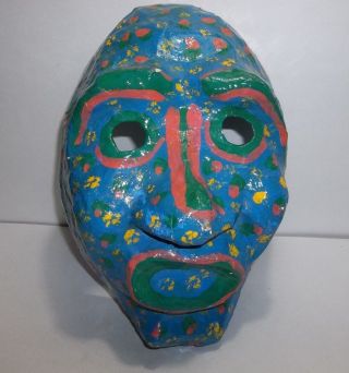 Vintage Paper Mache West Indies Folk Art Dance Mask Hand Made Signed