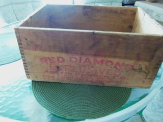 Vintage Red Diamond Explosives Dynamite Wood Box Crate Austin Powder Co Ohio