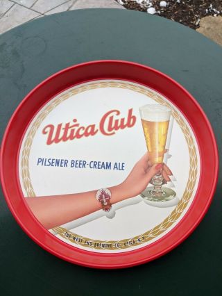 Vtg Utica Club Pilsener Beer Cream Ale Metal Beer Tray West End Brewing Man Cave