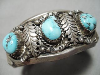 Very Rare Vintage Navajo Last Chance Turquoise Sterling Silver Bracelet Old