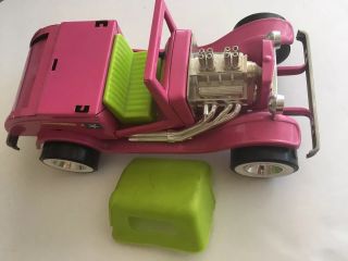 Vintage Buddy L Hot Rod Roadster Pink Die Cast Car With Green Top 10 "